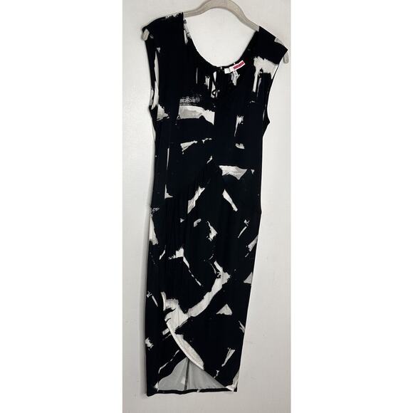 Tracy Reese Women Black Marble Sleeveless Faux Wrap Casual Dress Sz XS - Picture 2 of 7